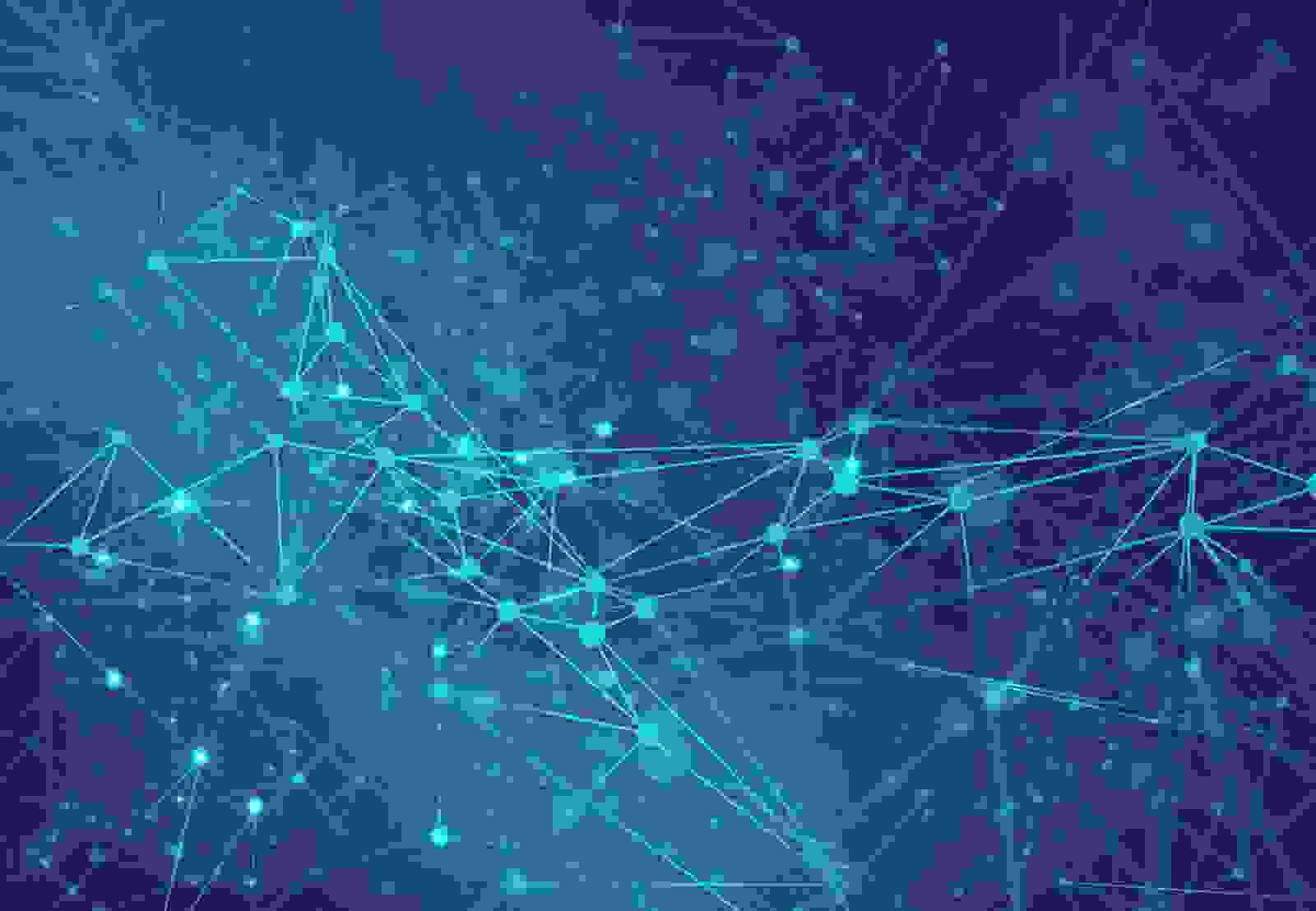 Symbolbild: Netz mit Punkten in grün-blau