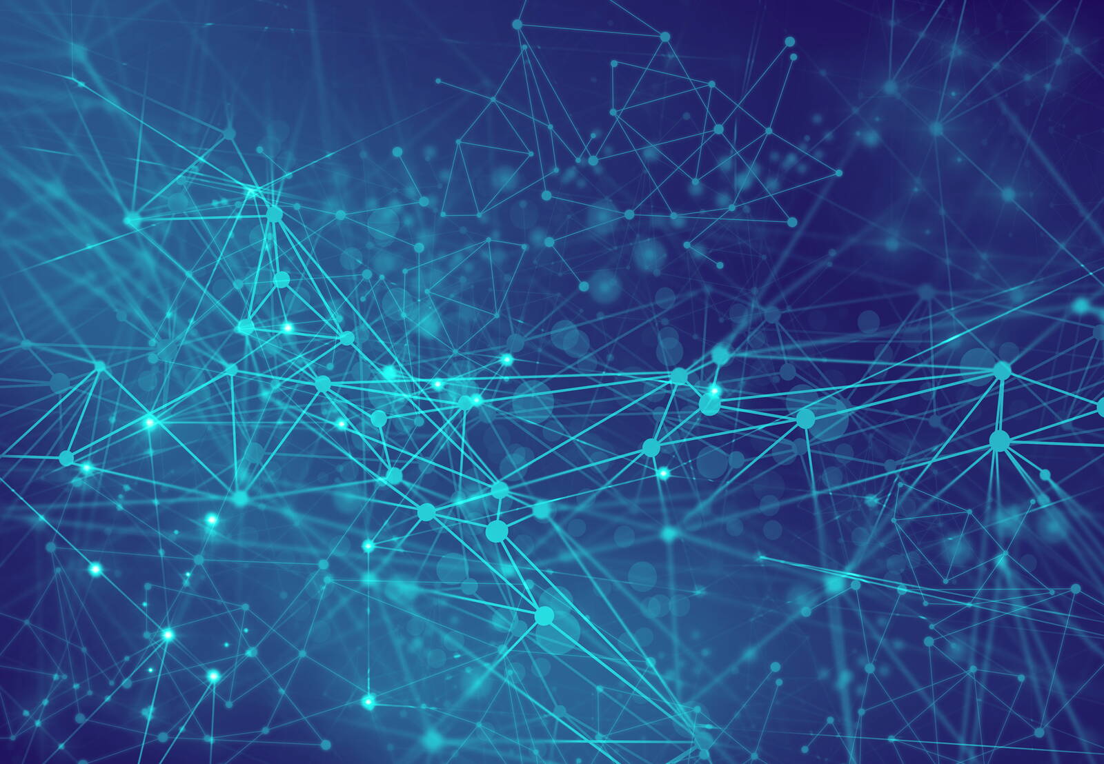 Symbolbild: Netz mit Punkten in grün-blau