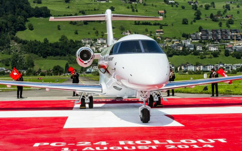 Flugzeug PC-24 auf dem Flugplatz in Buochs