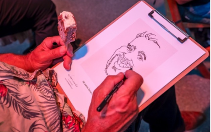 Jubiläum Fenaco Karikatur Karikaturist am 30-Jahr-Jubiläum von Fenaco.