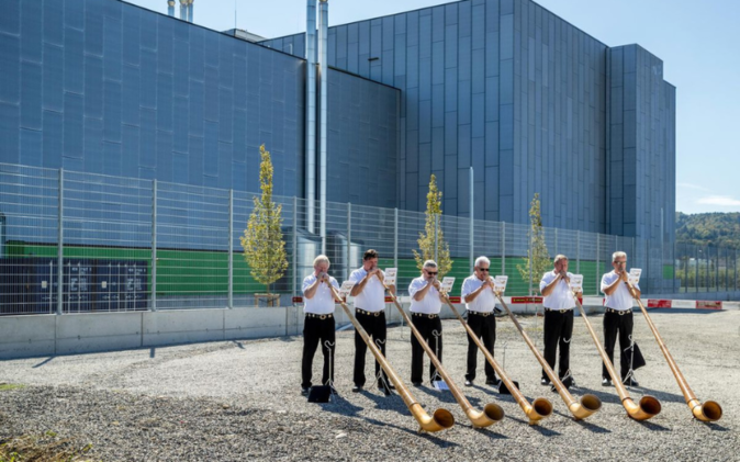 Alphornbläser an einem Anlass